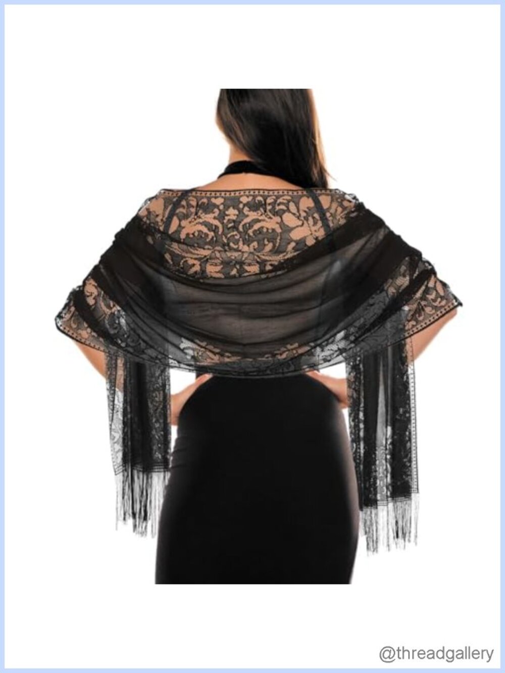 Women's Floral Lace Scarf Shawl with Tassels Evening Wedding Wrap